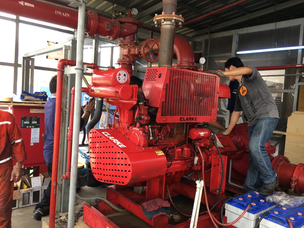 CLARKE fire pump installation in a pump room